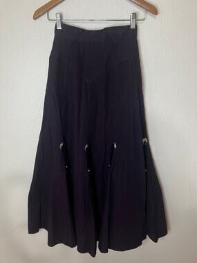 Vintage 70's Circle T western-style purple maxi skirt concho accents 3/4 - XS